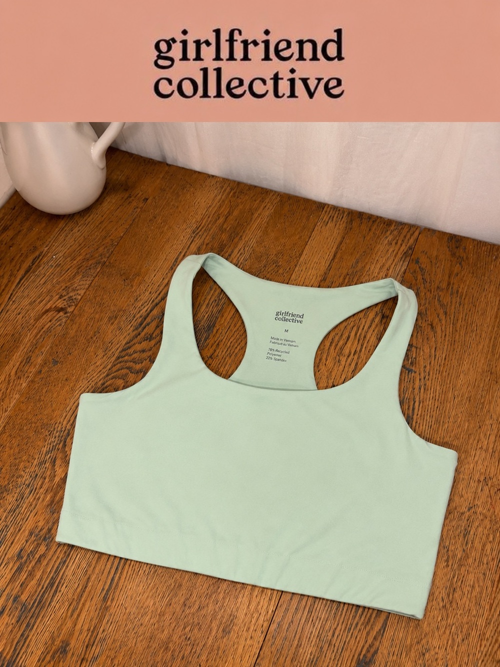 Girlfriend Collective Racerback Sports Bra – Mint Green – XXL